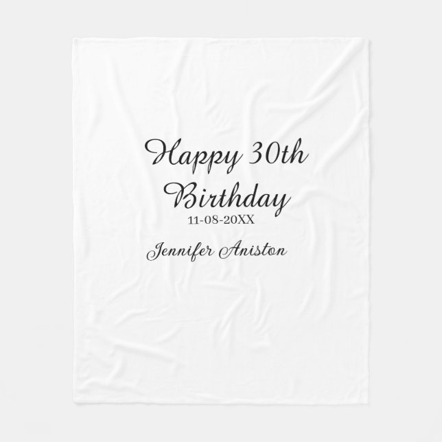 Lycklig 30års födelsedag lägg till snyggt för namn fleecefilt (Framsidan)