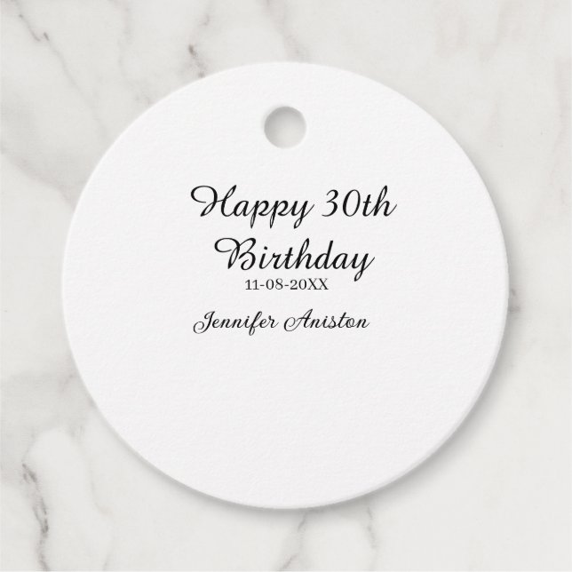 Lycklig 30års födelsedag lägg till snyggt för namn gåvor etiketter (Framsida)