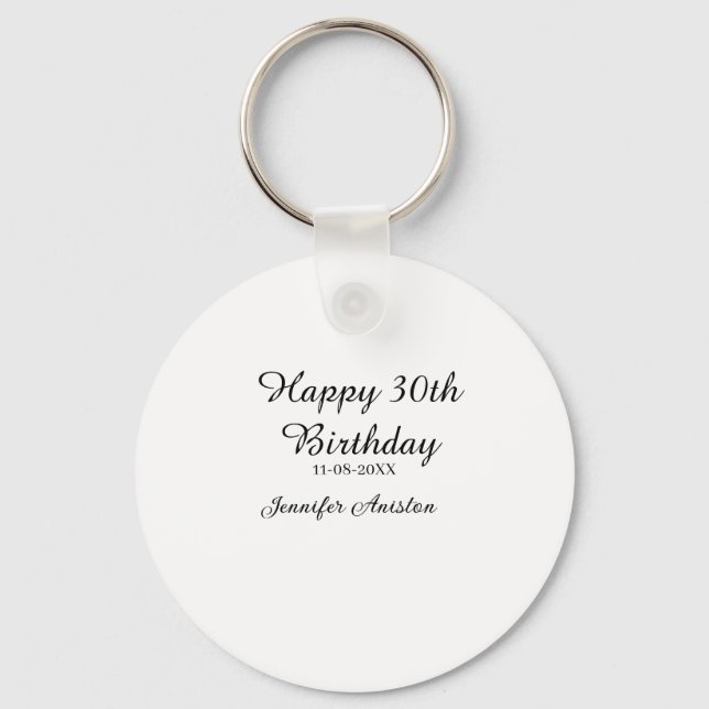 Lycklig 30års födelsedag lägg till snyggt för namn nyckelring (Framsida)