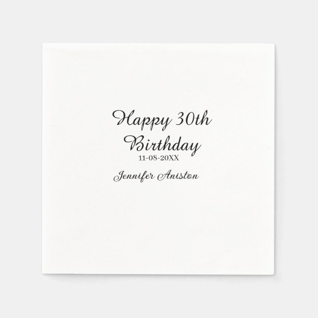Lycklig 30års födelsedag lägg till snyggt för namn pappersservett (Framsidan)