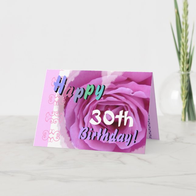 LYCKLIG 30års födelsedag med Rosa ros Heart Kort (Framsida)