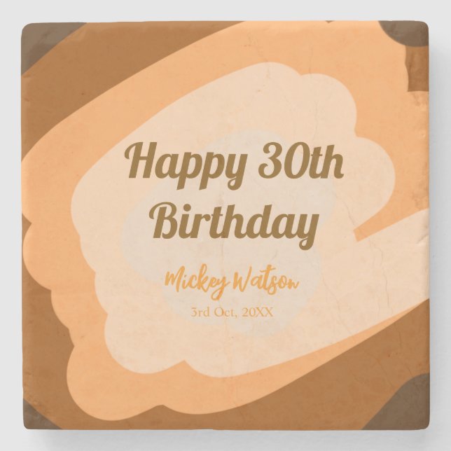 Lycklig 30års födelsedag, rustik trä Halloween fal Stenunderlägg (Framsidan)