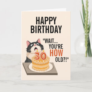 Lycklig 30års födelsedag Tuxedo Cat Kitten Humor Kort