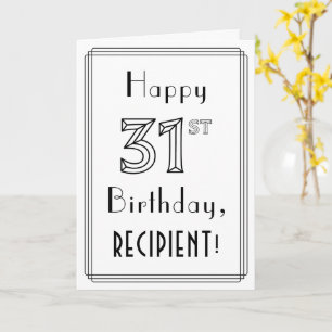 Lycklig 31a Birthday, Art Deco Stil w/ eget namn Kort