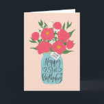 Lycklig 31a Birthday Sister w/ Mason Burk of Flowe Kort<br><div class="desc">En Mason burk fyllde med en härlig massa peonier och vita blommor med handskriften ord 'För min syster' på märkrn och 'Lycklig 31a Birthday' på Mason burk. Perfektens födelsedagskort för att fira din systers födelsedag! © Ness Nordberg</div>
