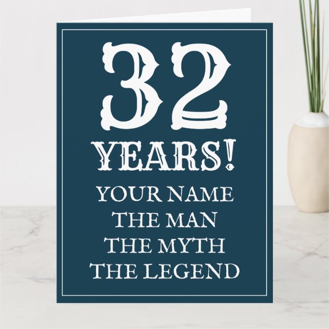 Lycklig 32:a födelsedagskort för pojkvän eller par kort (Framsida)