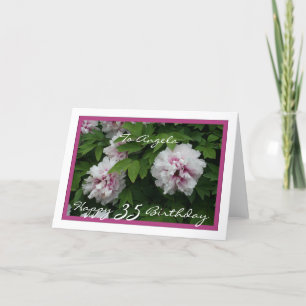 Lycklig 35e Birthday Anpassade w/ Peonies Kort