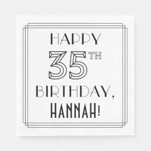 LYCKLIG 35E BIRTHDAY; Art Deco Stil; eget namn Pappersservett