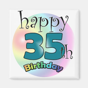 Lycklig 35e Birthday (blauw) Magnet