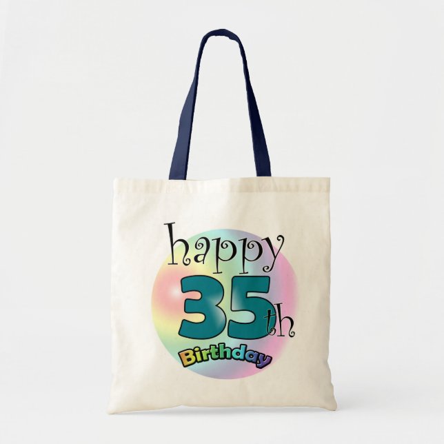 Lycklig 35e Birthday (blauw) Tygkasse (Framsidan)