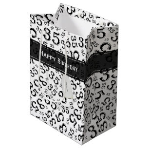 Lycklig 35e Birthday Number Mönster Black/White