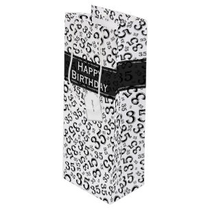 Lycklig 35e Birthday Number Mönster Black/White