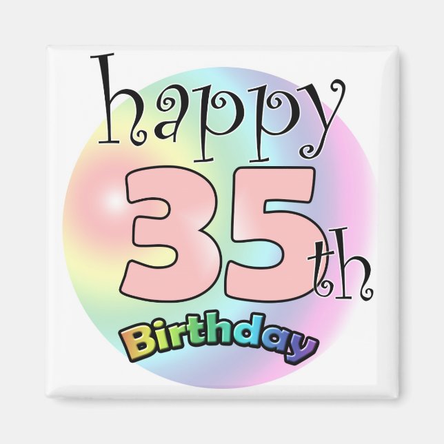 Lycklig 35e Birthday (roze) Magnet (Framsidan)
