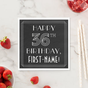LYCKLIG 36:E BIRTHDAY; Art Deco Stil; eget namn Pappersservett