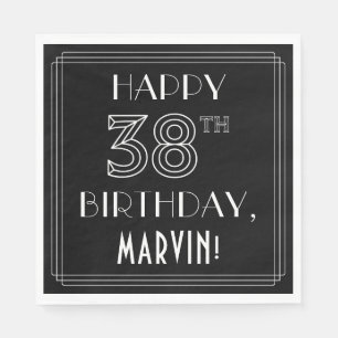 LYCKLIG 38:E BIRTHDAY; Art Deco Stil; eget namn Pappersservett