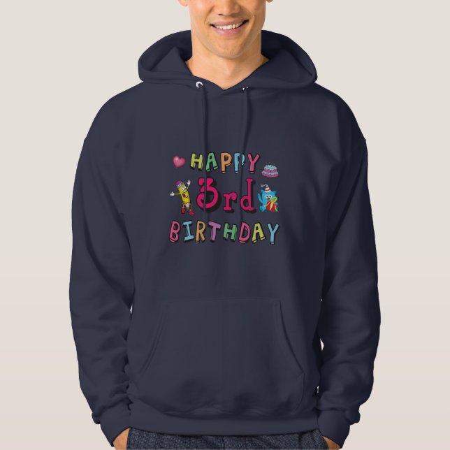 Lycklig 3:e födelsedag 3-årig b-day önskemål hoodie (Framsida)