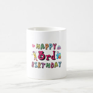 Lycklig 3:e födelsedag 3-årig b-day önskemål kaffemugg
