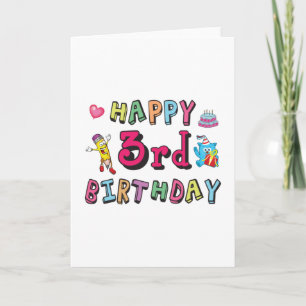 Lycklig 3:e födelsedag 3-årig b-day önskemål kort