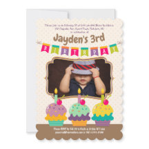 Lycklig 3:e födelsedag Färga Muffinsar Bunting Pho