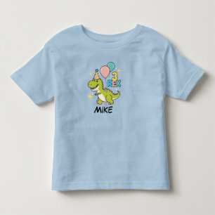 Lycklig 3:e födelsedag Grönt Dino med ballonger T Shirt