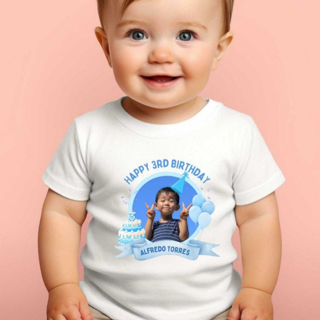 Lycklig 3:e födelsedag Skriv ut modern vit Baby-tr T Shirt (Skapare uppladdad)
