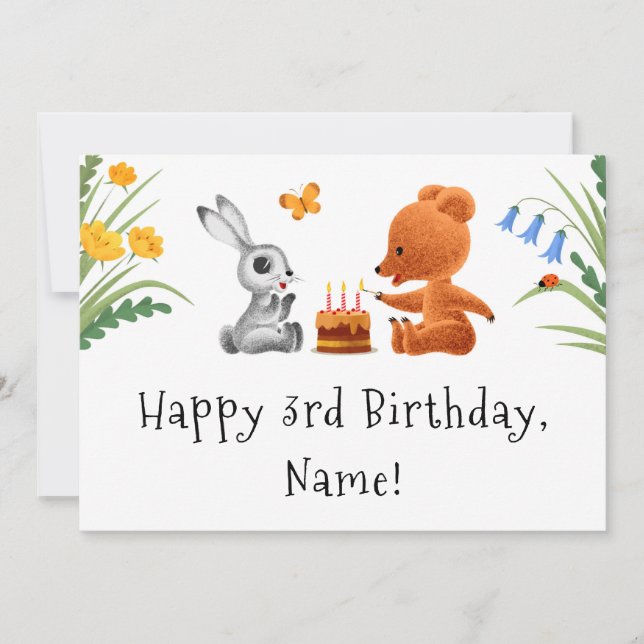Lycklig 3:e födelsedagskorgen (Nalle Bunny Cake Ca (Framsida)