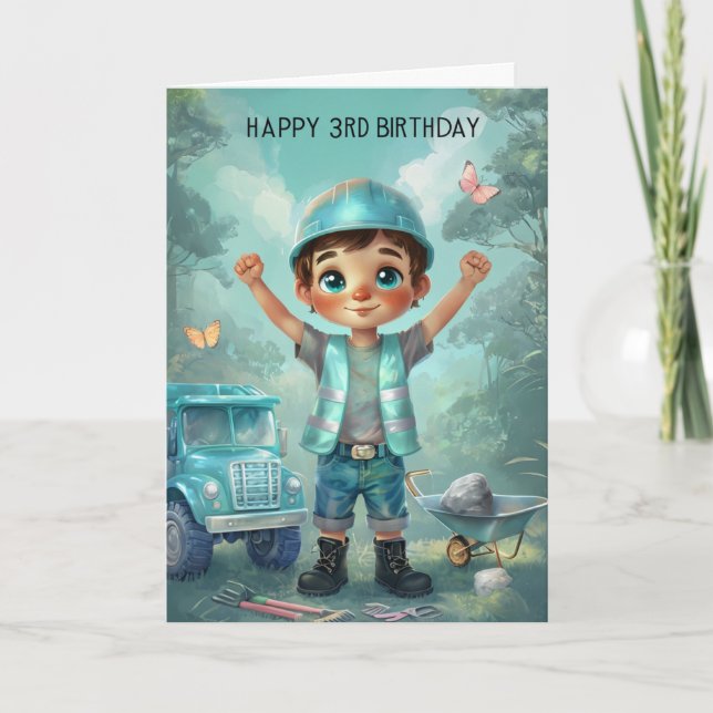 Lycklig 3:e födelsedagskort kort (Framsida)