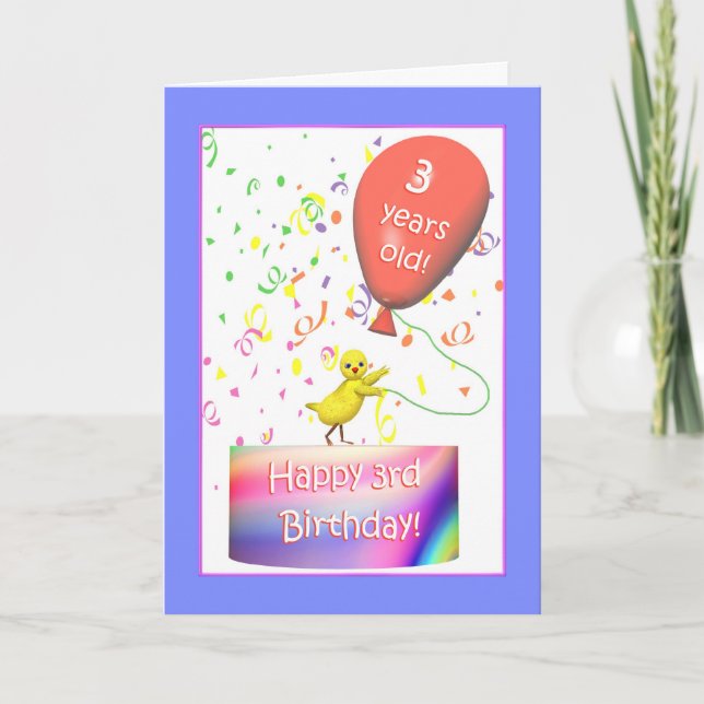 Lycklig 3:e födelsedagskycklingen kort (Framsida)