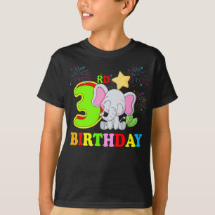 Lycklig 3:e födelsedagspojken Baby Elephant Kid - T Shirt