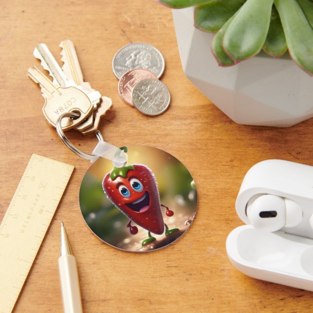 Lycklig 3D Animerad Chili Bean Nyckelring (Skrivbord)