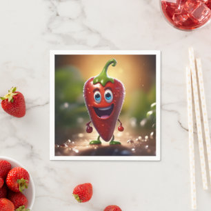 Lycklig 3D Animerad Chili Bean Pappersservett