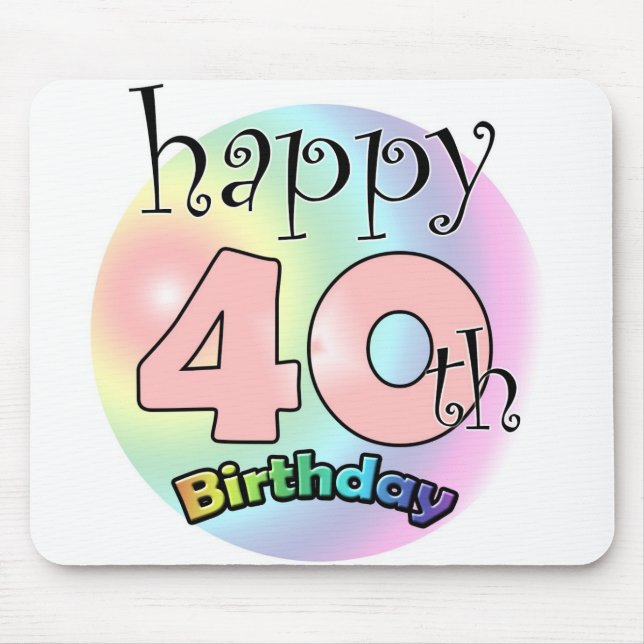 Lycklig 40-årsdag (roze) musmatta (Framsidan)