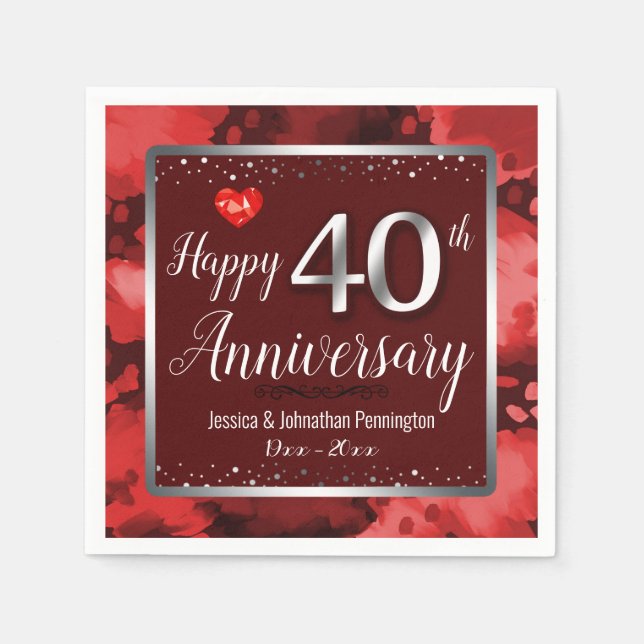 Lycklig 40:e Bröllop-årsdagen Pappersservett (Framsidan)
