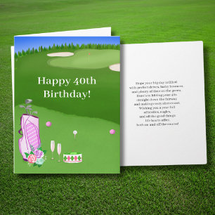 Lycklig 40:e födelsedag Rosa Golf Bag Kort