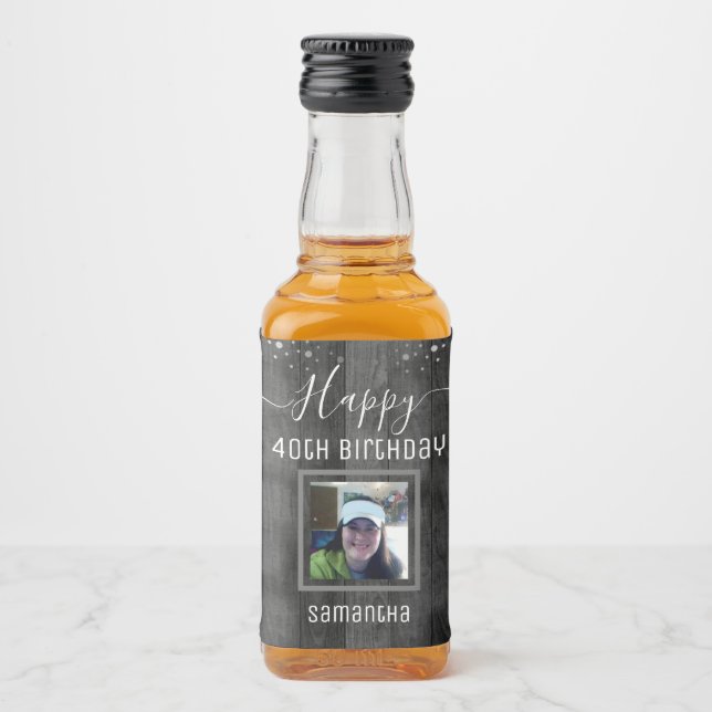 Lycklig 40:e födelsedagskonfetti Roligt med fetsti Spritflaskor Etikett (Framsida)