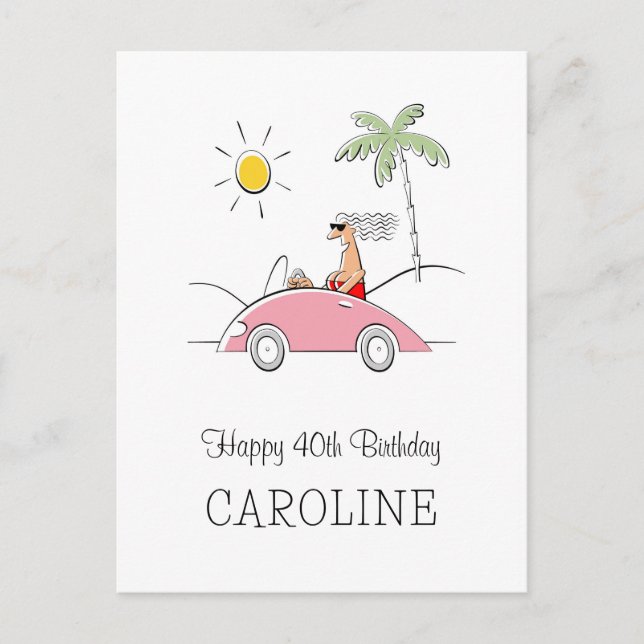 Lycklig 40:e födelsedagskort för henne vykort (Framsida)