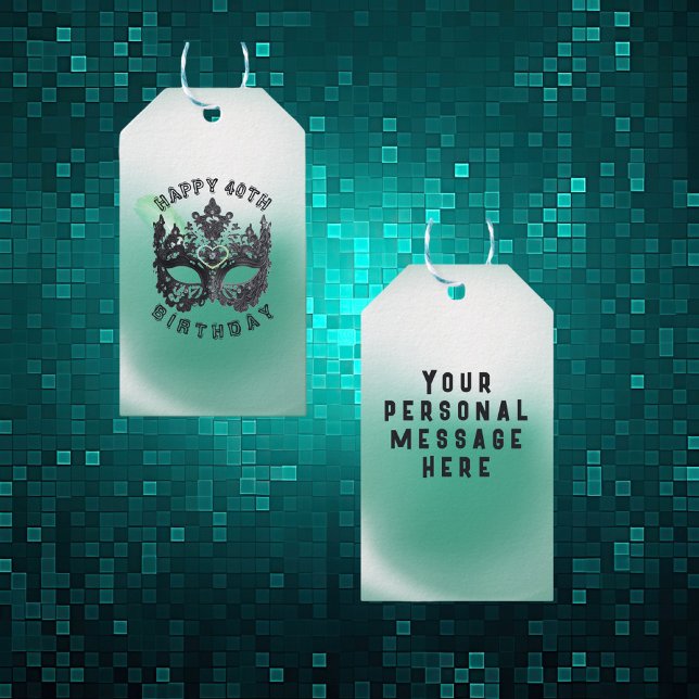 Lycklig 40:e födelsedagsmorgonen maskerad | presentetikett (Skapare uppladdad)