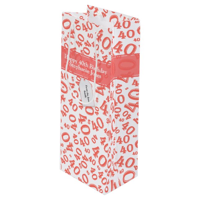 Lycklig 40:e födelsedagsnumret Mönster Coral/White (Framsidan Vinklad)