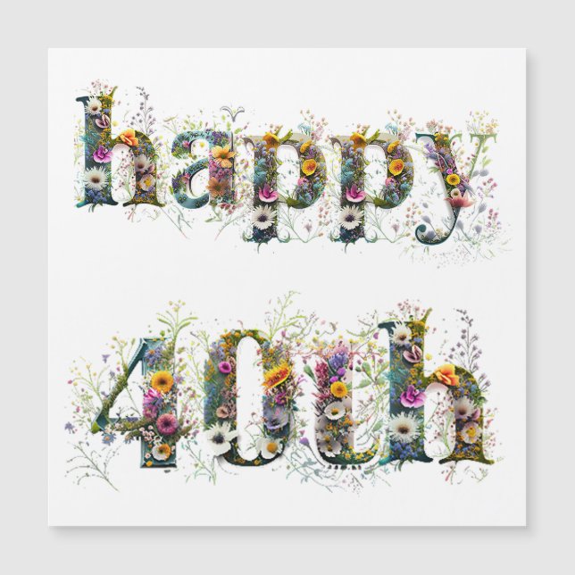 Lycklig 40:e födelsedagsplågan av vilda blommor (Framsida)