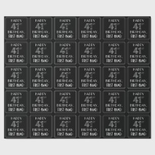 LYCKLIG 41ST BIRTHDAY; Art Deco Stil med eget namn Presentpapper