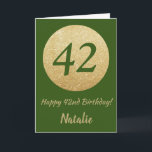 Lycklig 42:a födelsedagskortet Grönt och Guld Glit Kort<br><div class="desc">Grönten vid lycklig 42:a födelsedagen och kortet Guld Glitter med personlig namn. Om du vill göra ytterligare anpassningar klickar du på knappen "Anpassa" och användor verktyg som är utformat för att ändra mallen.</div>