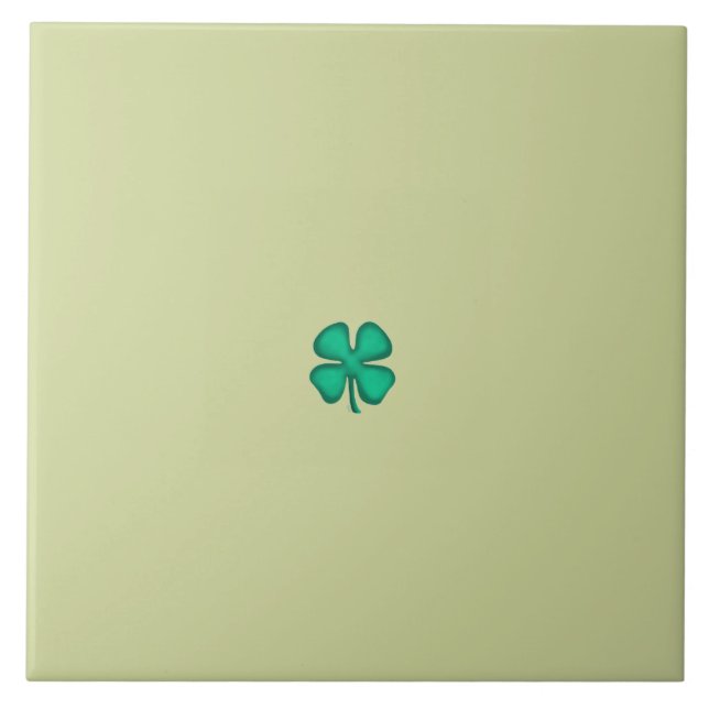 Lycklig 4-Bladig Irländsk Klöver liten ljusgrön st Kakelplatta (Framsidan)