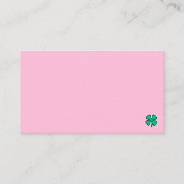 Lycklig 4 Bladig Irländsk Klöver sm rosa visitkort (Framsida)