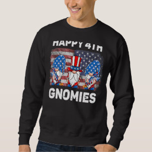 Lycklig 4:e Gnomies USA flagga Patriotic Gnomes 4: Lång Ärmad Tröja