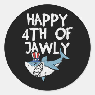 Lycklig 4:e Jawly Shark Animal 4:e juli USA Pa Runt Klistermärke