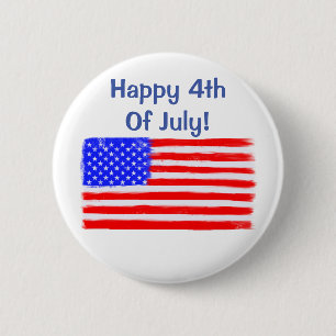 "Lycklig 4:e juli" American Flagga Button Knapp