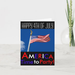 Lycklig 4:e juli Amerika,Time to Party, Flagga Car Kort