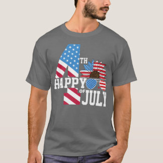 Lycklig 4:e juli amerikanska solrosglasse t shirt