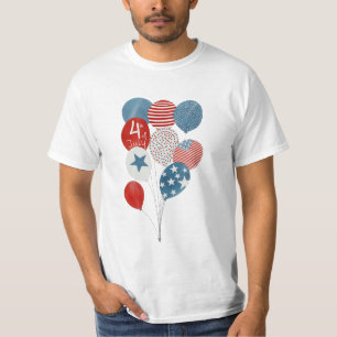 Lycklig 4:e juli-ballonger med vattenfärg t shirt