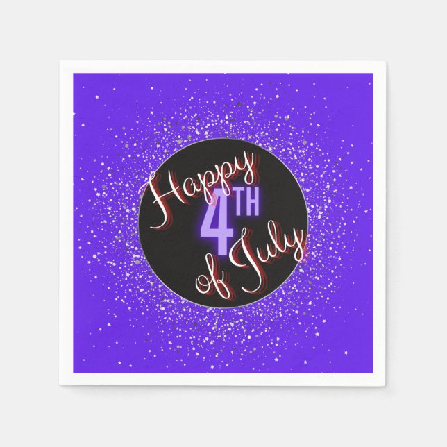 Lycklig 4:e juli Brilliant Red White & Blue Pappersservett (Framsidan)